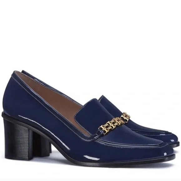 Tory Burch Navy and Gold Heels - Picture 1 of 9